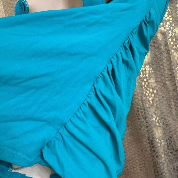 La Blanca Teal Turquoise Island Goddess Halter Tankini Swim Top Bottom Set 10 - Picture 8 of 11